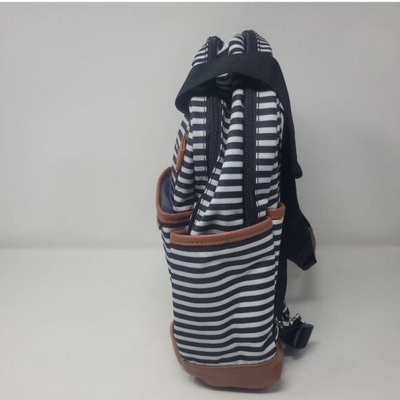 iPack baby bowling diaper bag backpack black white striped faux vegan leather - Picture 5 of 8